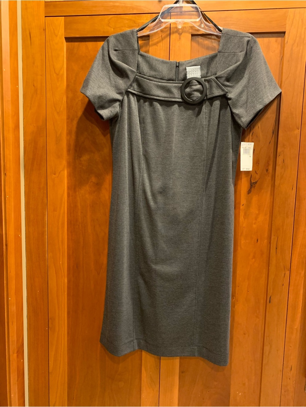 Rabbit Rabbit Rabbit Gray Short-Sleeve Sheath Dress with Decorative Buckle